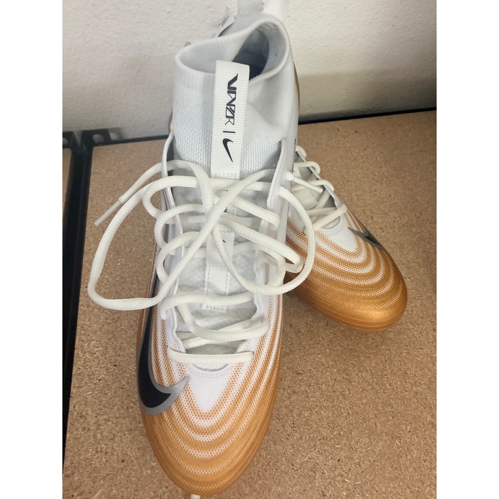 Nike Zoom Air Vapor Pro 1 Football Cleats White Metallic Gold FB3298-103 Mens 11